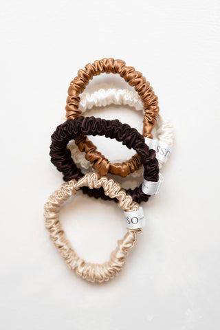 Lusso 100% Silk 4pk Mini Scrunchies