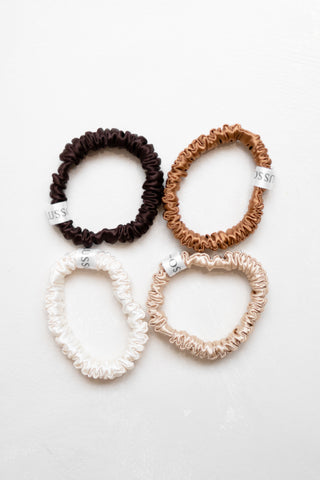 Lusso 100% Silk 4pk Mini Scrunchies